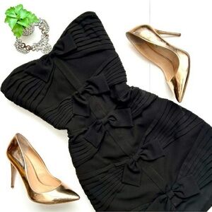 BCBG Sabrinna Dress Black Bow Strapless Cocktail Sweetheart Neckline Size 12